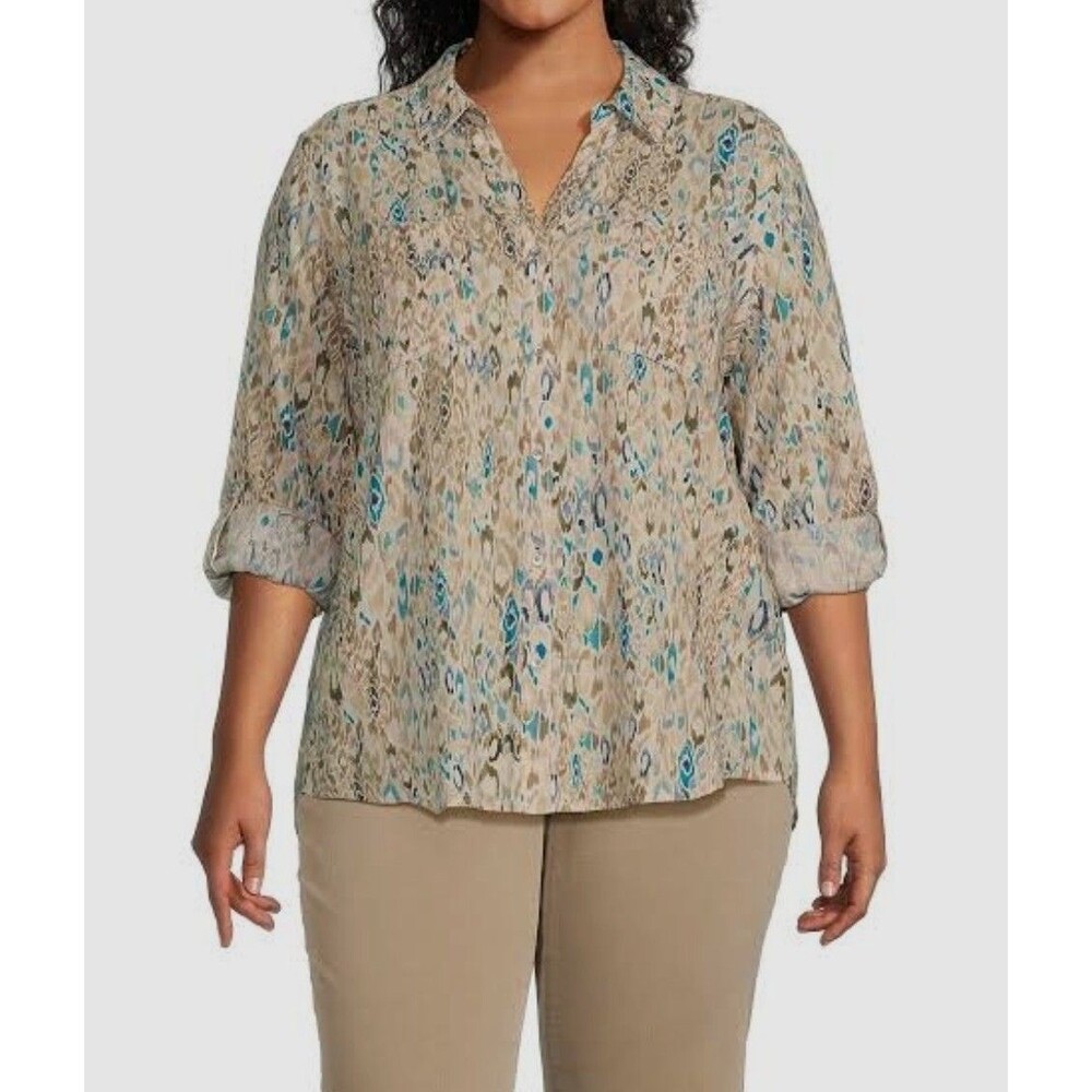 Westbound Button Up Down Blouse Shirt Womens 3X I… - image 1